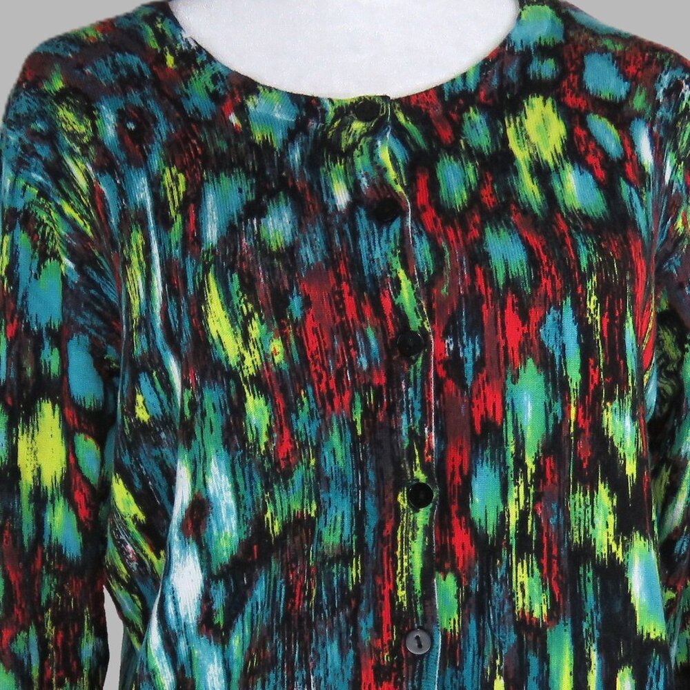 Joseph A Women's Multi-Colored Long-Sleeve Button-Up Sweater Size PM (C2042)
